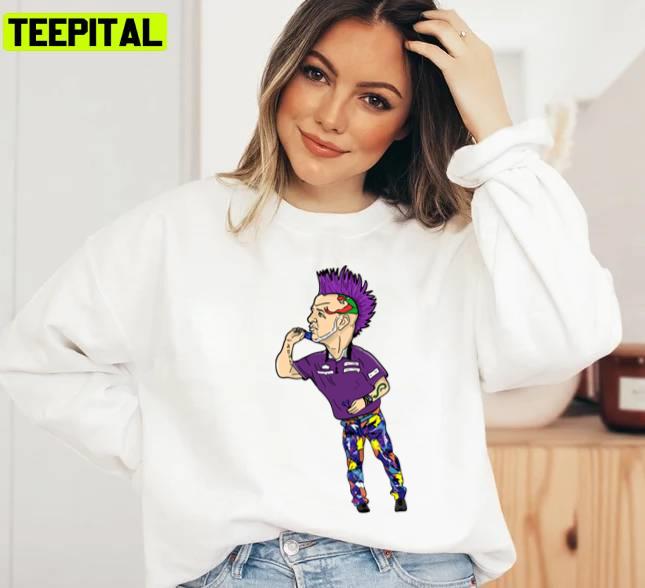 Darts Player Peter Wright Cartoon Drawing Unisex T-Shirt Darts Player Peter Wright Cartoon Drawing Unisex T-Shirt