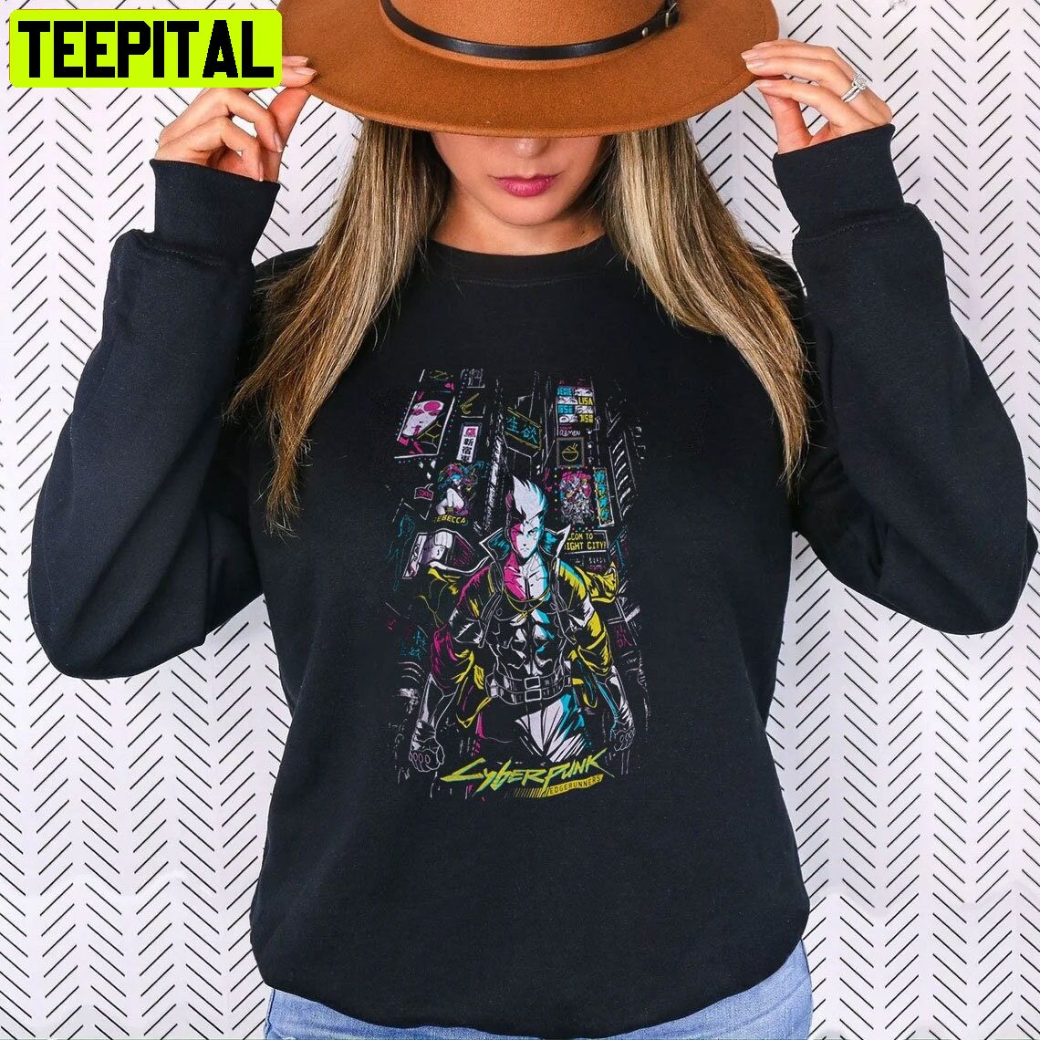 David Lucy Rebecca Night City Cyber Cyberpunk Unisex Sweatshirt David Lucy Rebecca Night City Cyber Cyberpunk Unisex Sweatshirt