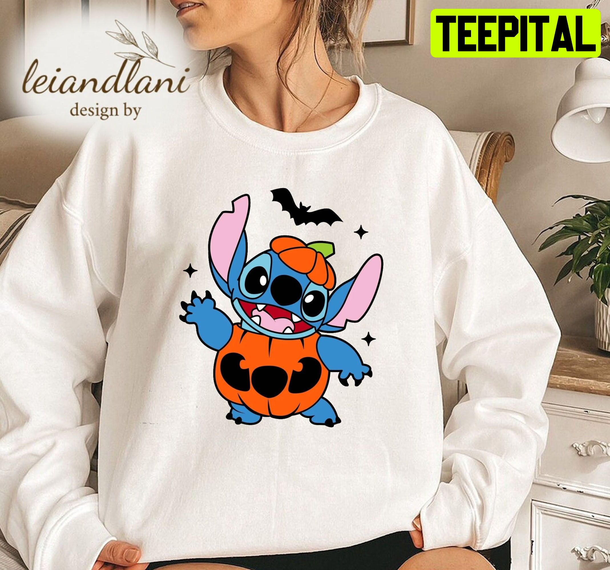 Devil Stitch Pumpkin Halloween Cute Cartoon Design Halloween Sweatshirt Devil Stitch Pumpkin Halloween Cute Cartoon Design Halloween Sweatshirt