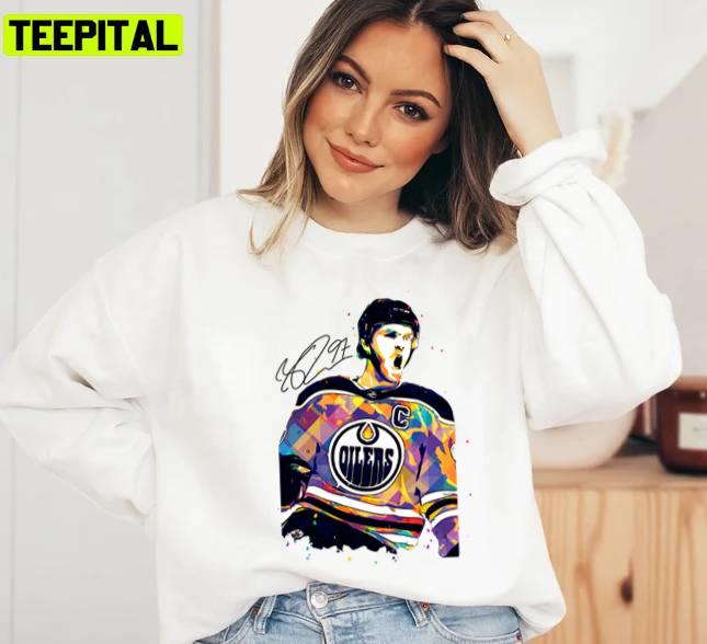 Digital Art Signature Ice Hockey Connor Mcdavid Unisex T-Shirt Digital Art Signature Ice Hockey Connor Mcdavid Unisex T-Shirt