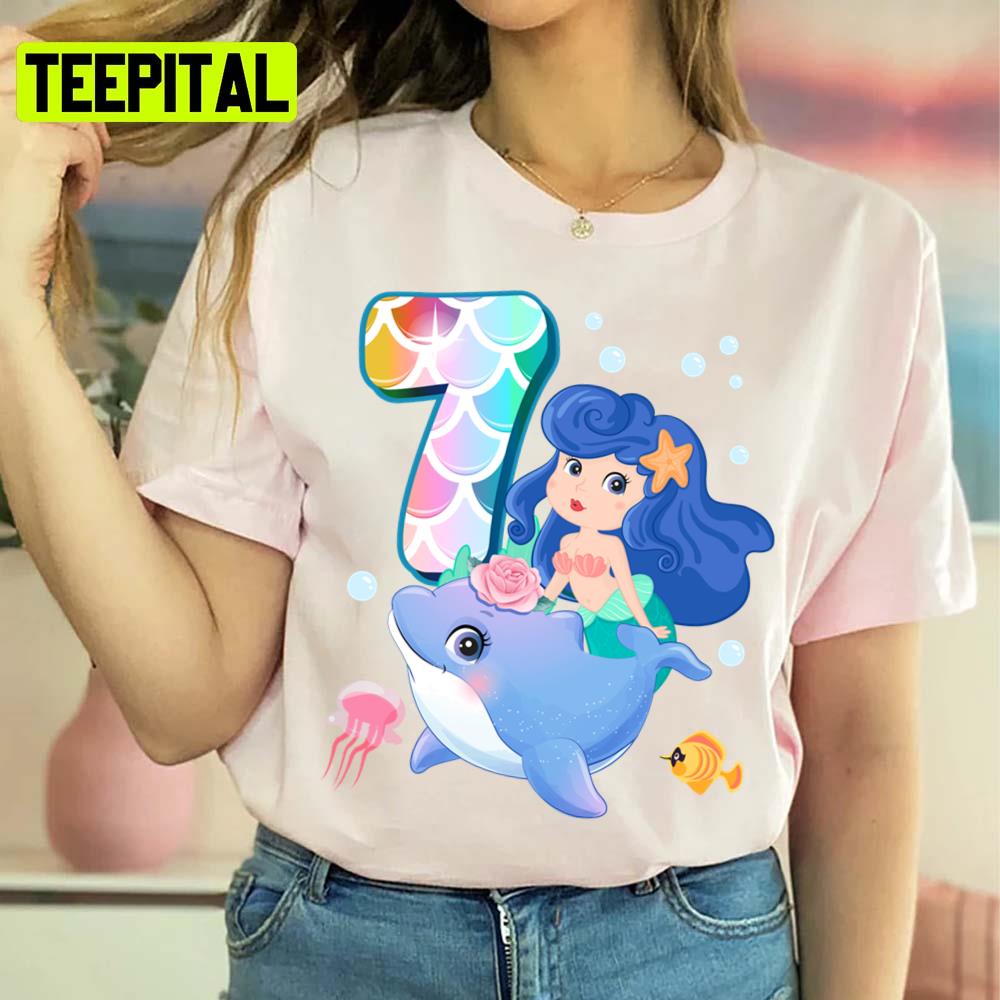 Disney Design 7th Birthday Mermaid Birthday Unisex Sweatshirt Disney Design 7th Birthday Mermaid Birthday Unisex Sweatshirt
