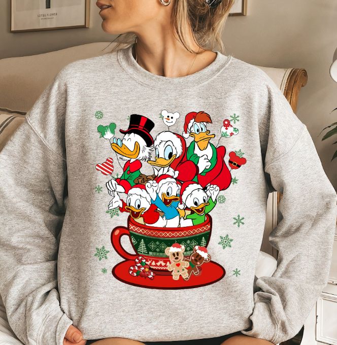 Disney Ducktales Christmas Coffee Cup Balloon Sweatshirt Disney Ducktales Christmas Coffee Cup Balloon Sweatshirt