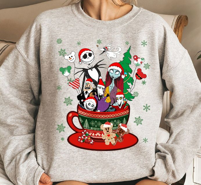Disney Nightmare Before Christmas Coffee Cup Sweatshirt Disney Nightmare Before Christmas Coffee Cup Sweatshirt