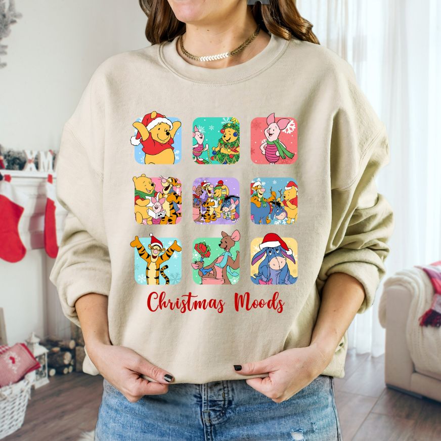 Disney Winnie The Pooh Characters Christmas Moods Sweatshirt Disney Winnie The Pooh Characters Christmas Moods Sweatshirt