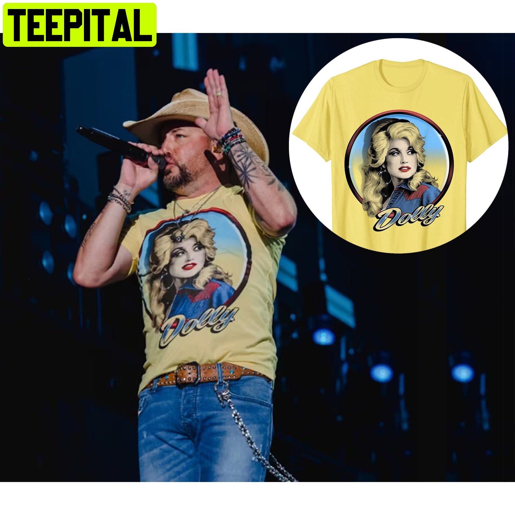 Dolly Parton Jason Aldean Fanart Yellow Unisex T-Shirt Dolly Parton Jason Aldean Fanart Yellow Unisex T-Shirt