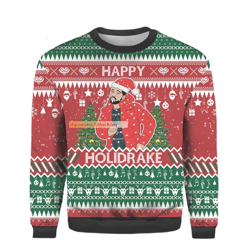 Drake Rapper Happy Holidrake Ugly Christmas Sweater Drake Rapper Happy Holidrake Ugly Christmas Sweater