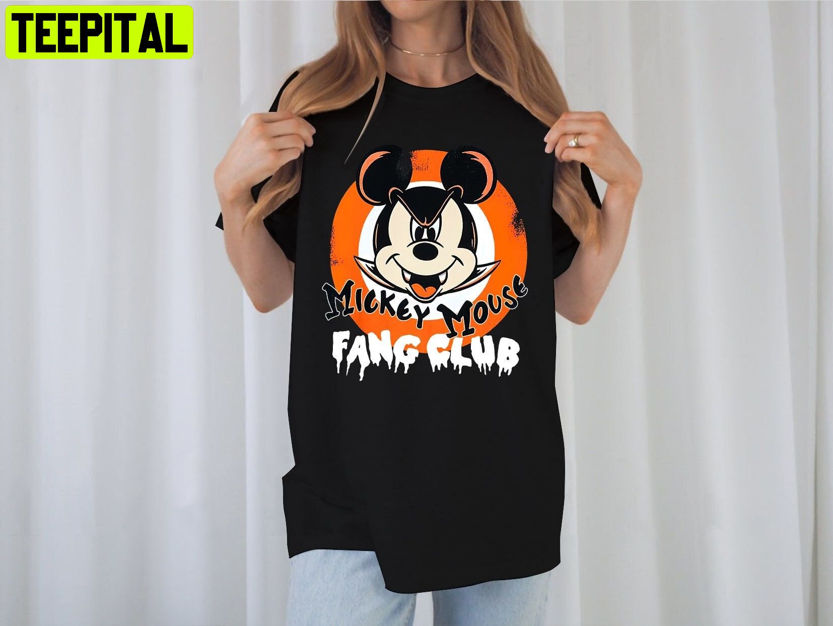 Fang Club Mickey Mickey Mouse Halloween Unisesx T-Shirt Fang Club Mickey Mickey Mouse Halloween Unisesx T-Shirt