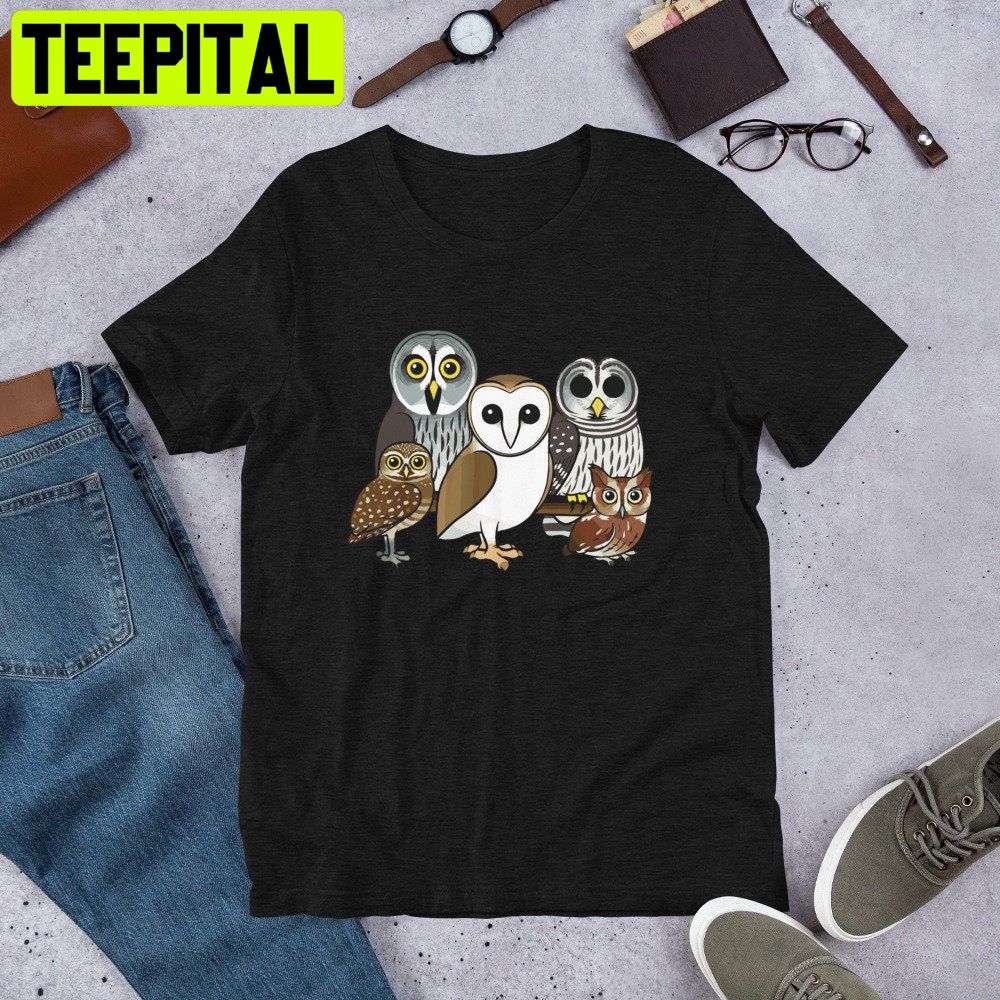 Five Cute Owls Trending Unisex Shirt Five Cute Owls Trending Unisex Shirt