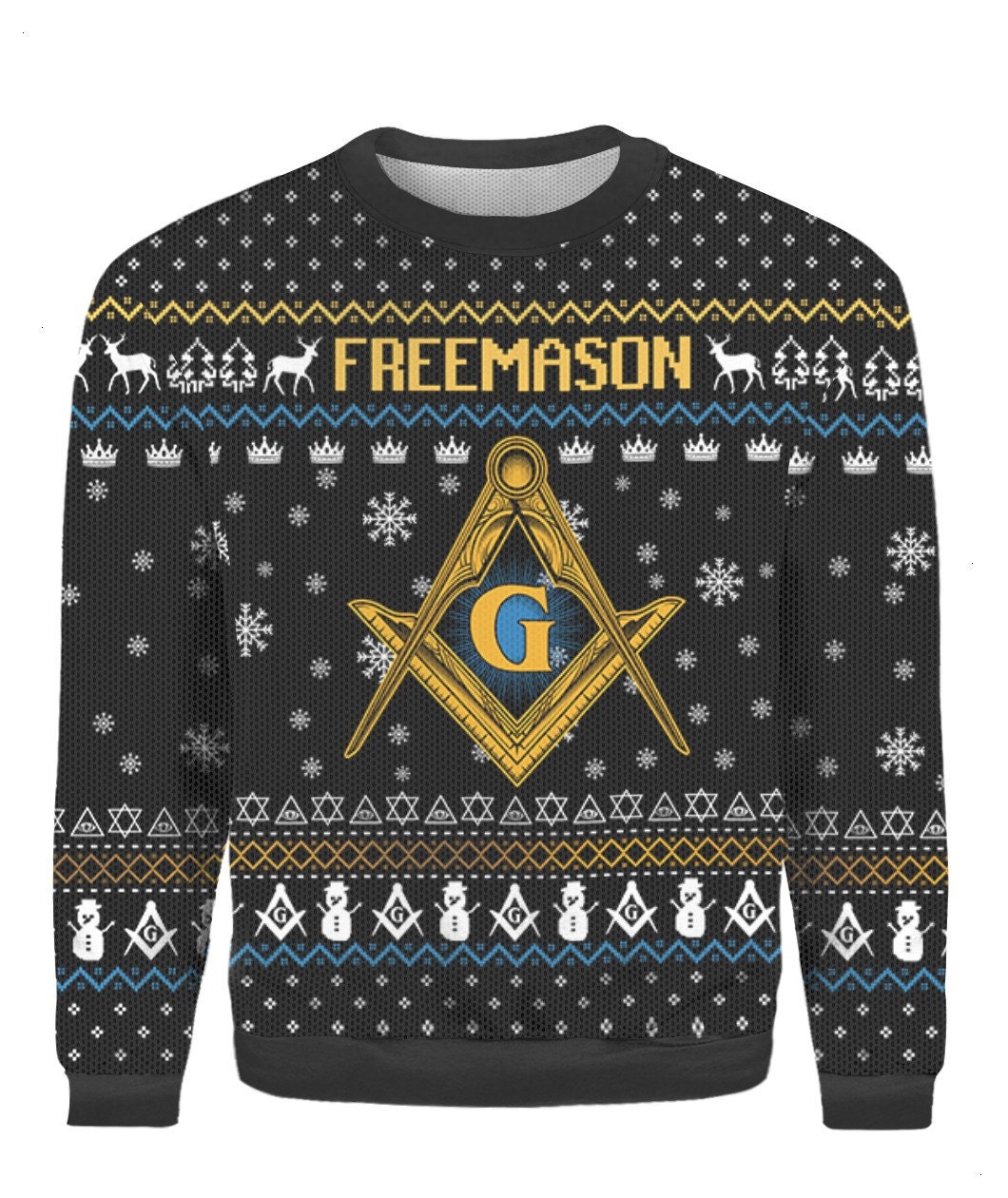 Freemason Letter G Yellow Ugly Christmas 3D Sweater Freemason Letter G Yellow Ugly Christmas 3D Sweater