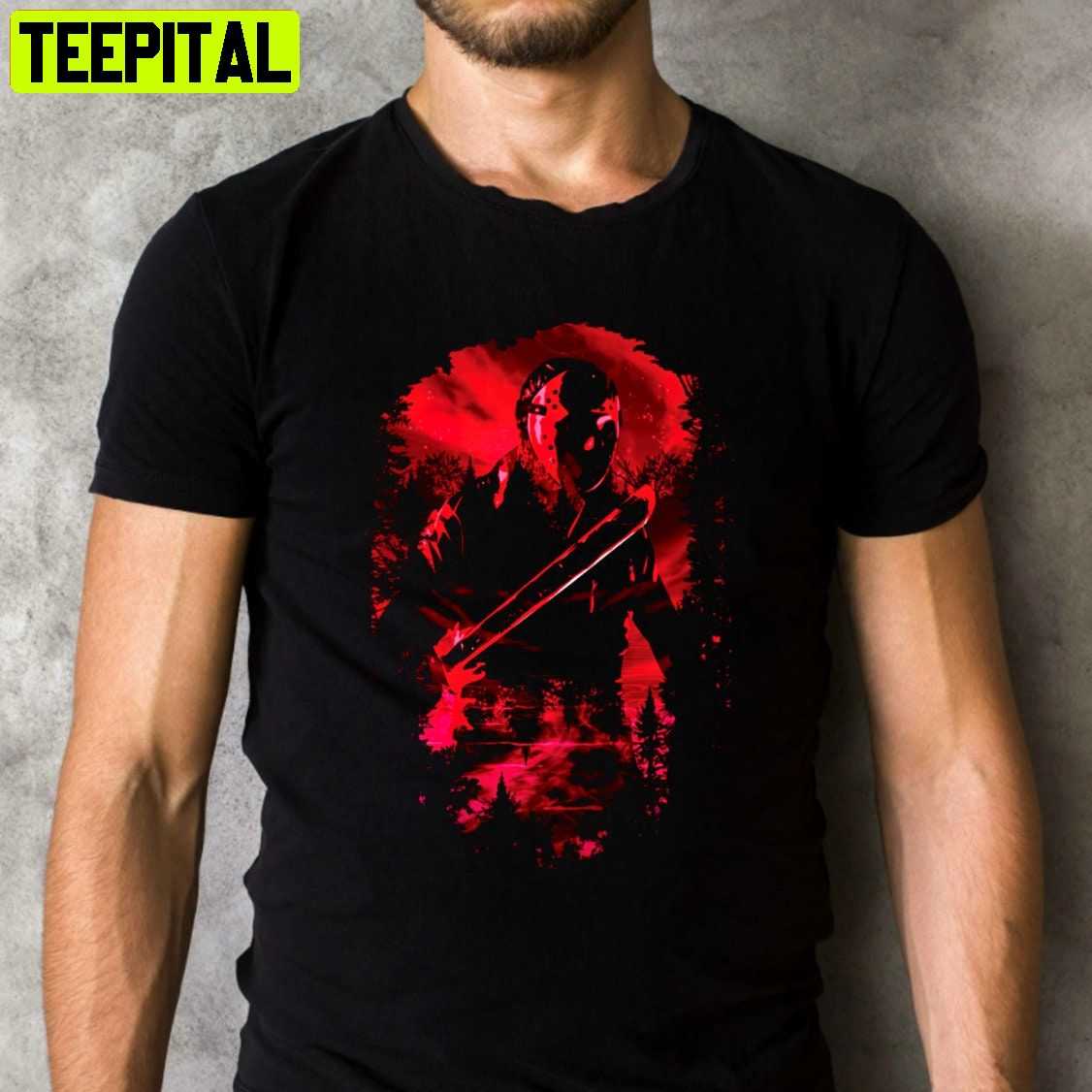 Friday The 13th Jason Silhouette Scary Movie Halloween Retro Design T-Shirt Friday The 13th Jason Silhouette Scary Movie Halloween Retro Design T-Shirt