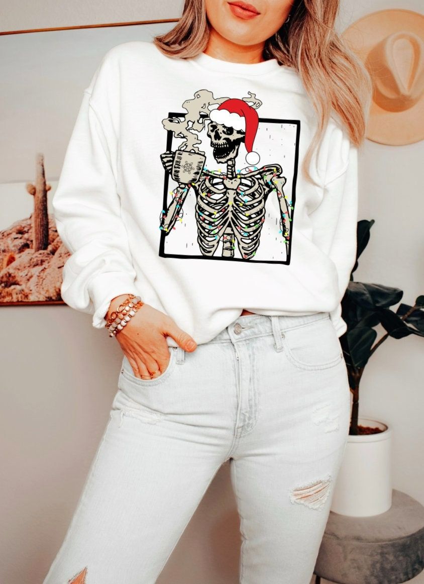 Funny Christmas Skeleton Sweatshirt Funny Christmas Skeleton Sweatshirt