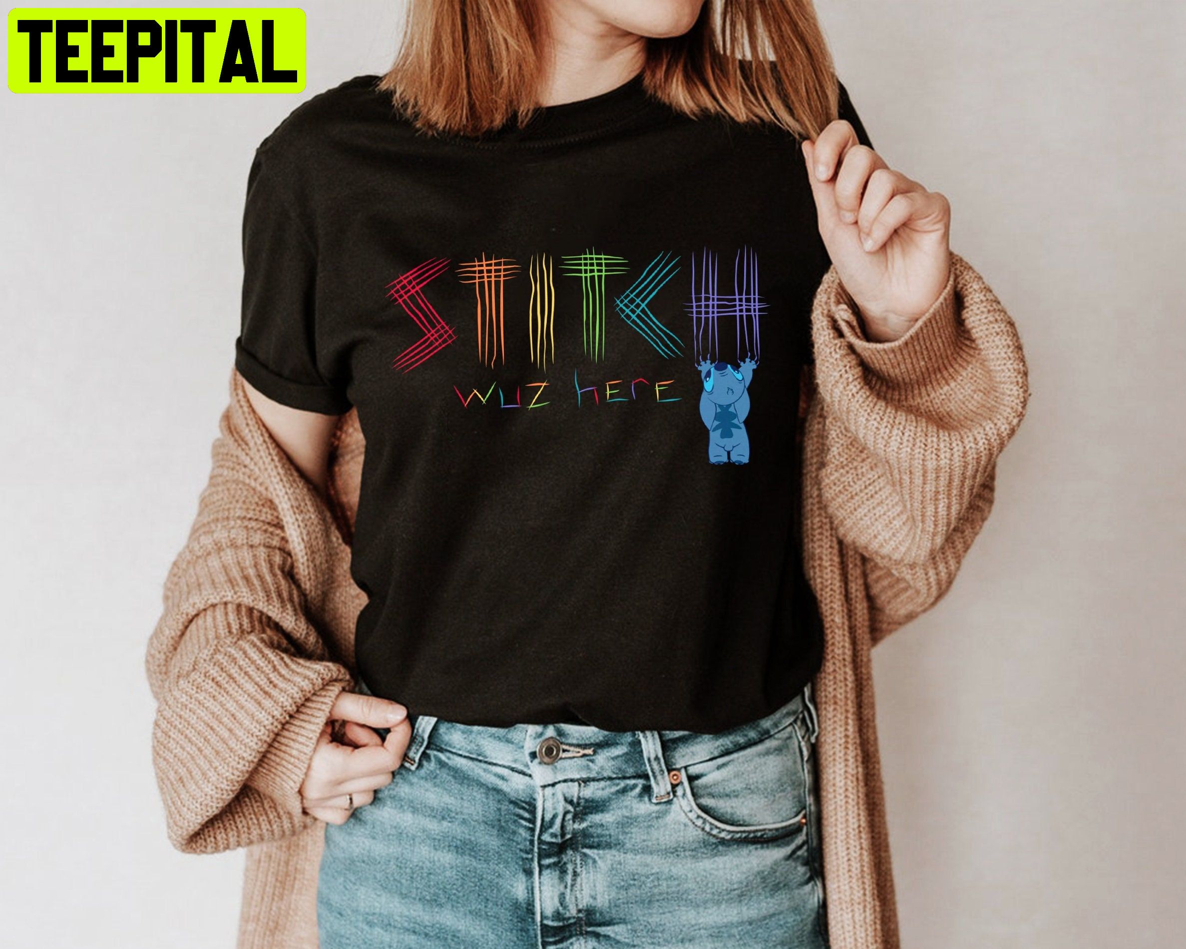 Funny Stitch Wuz Here Funny Stitch Cute Stitch Holiday Disney Unisesx T-Shirt Funny Stitch Wuz Here Funny Stitch Cute Stitch Holiday Disney Unisesx T-Shirt