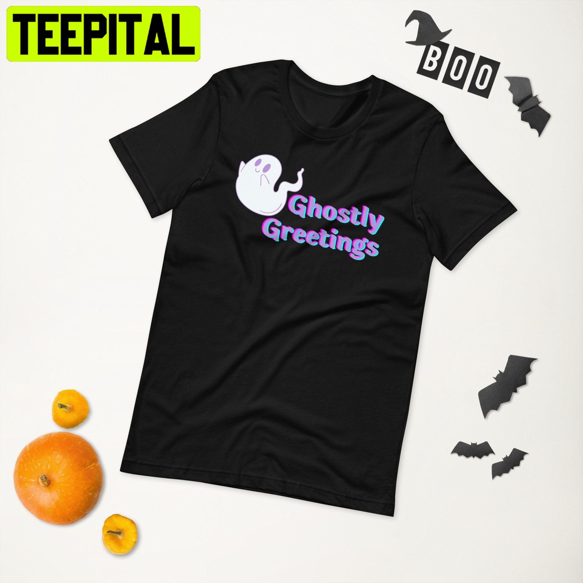 Ghostly Greetings Halloween Cute Funny Kawaii E-Girl Pastel Goth Trending Unisex Shirt Ghostly Greetings Halloween Cute Funny Kawaii E-Girl Pastel Goth Trending Unisex Shirt