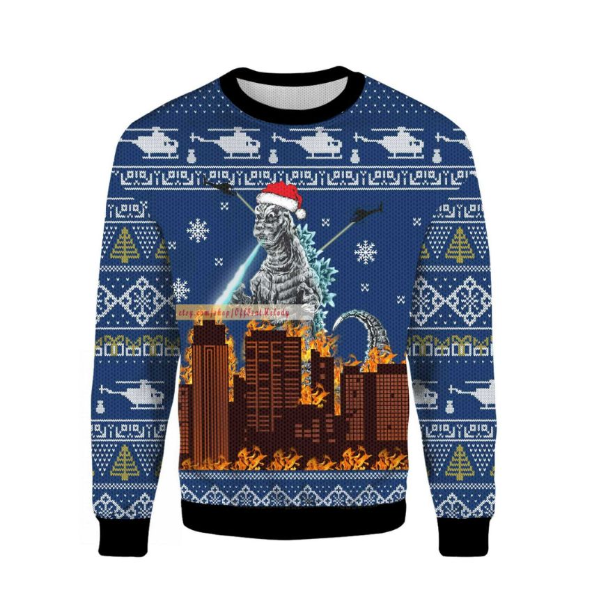 Godzilla King Of The Monsters Ugly Christmas Sweater Godzilla King Of The Monsters Ugly Christmas Sweater