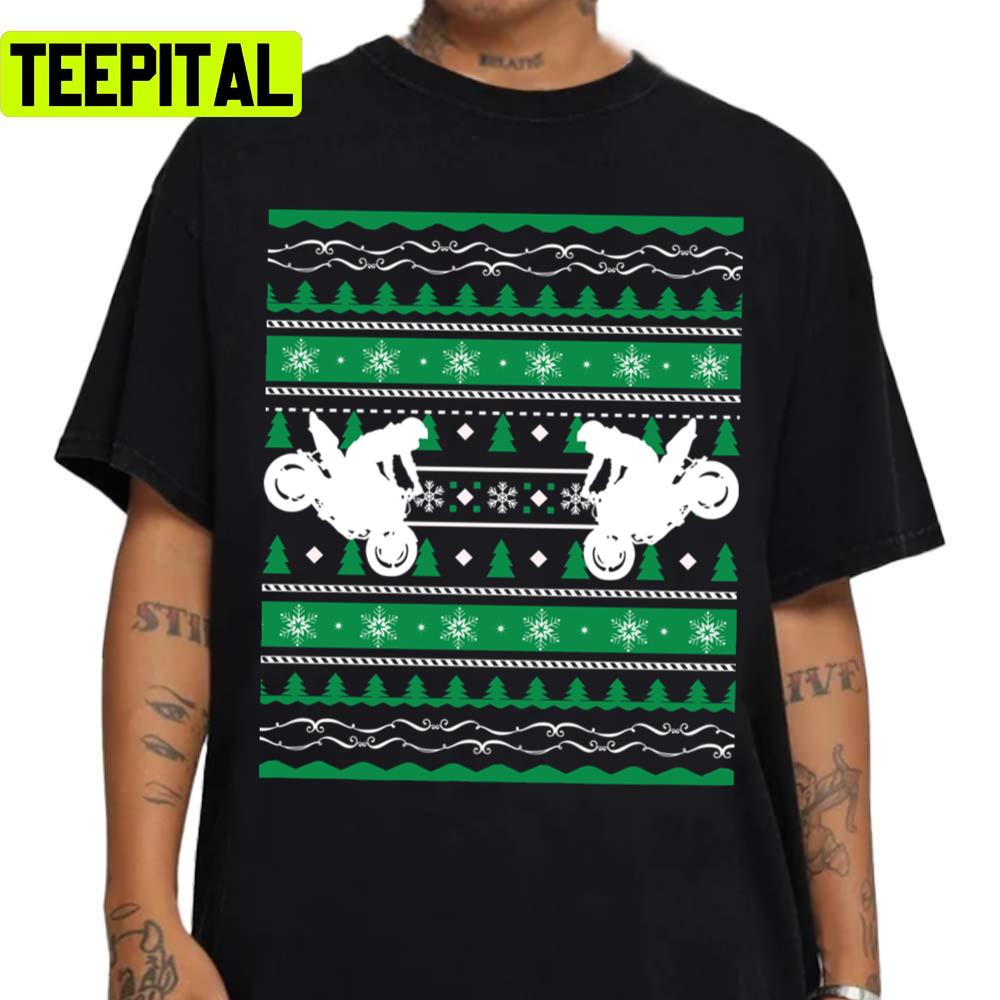 Green Pattern Christmas Biker Unisex Sweatshirt Green Pattern Christmas Biker Unisex Sweatshirt
