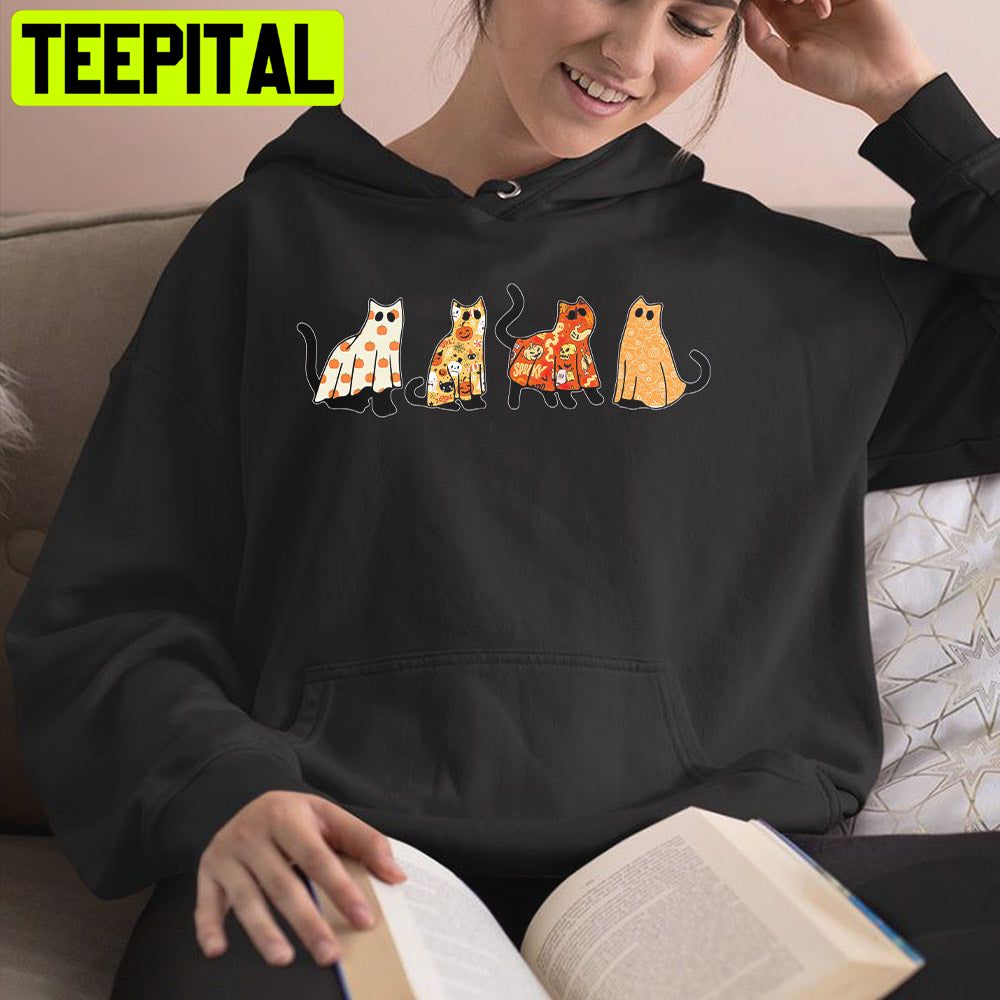 Halloween Cat Ghost Trending Unisex Hoodie Halloween Cat Ghost Trending Unisex Hoodie
