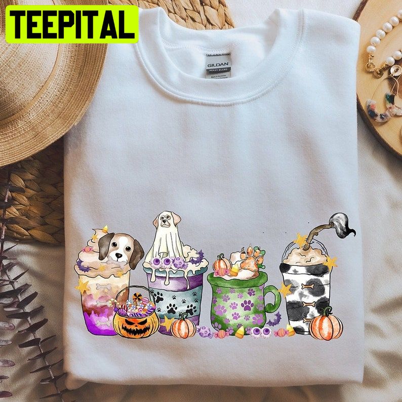 Halloween Coffee Dog Trending Unisex T-Shirt Halloween Coffee Dog Trending Unisex T-Shirt