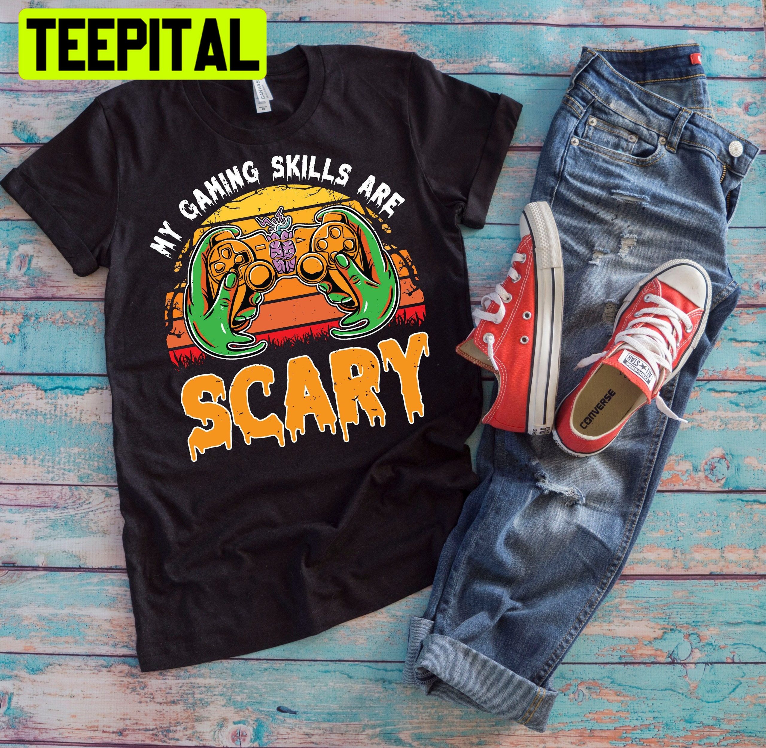 Halloween Gamer My Gaming Skills Are Scary Spooky Gaming Squad Trending Unisex Shirt Halloween Gamer My Gaming Skills Are Scary Spooky Gaming Squad Trending Unisex Shirt