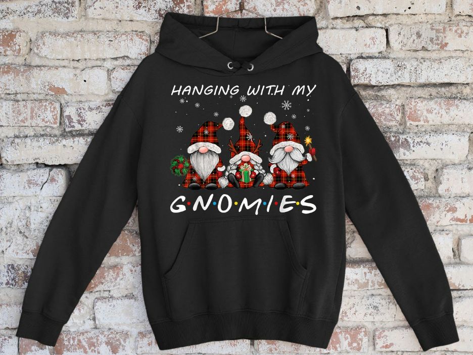 Hanging With Gnomies Gnome Christmas Xmas Buffalo Plaid Red Hoodie Hanging With Gnomies Gnome Christmas Xmas Buffalo Plaid Red Hoodie