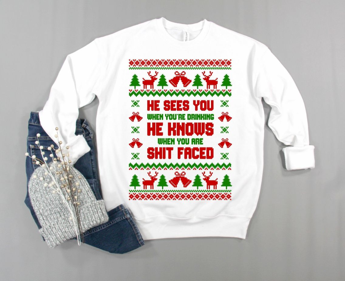 He Sees He Knows Christmas Ugly Sweatshirt He Sees He Knows Christmas Ugly Sweatshirt