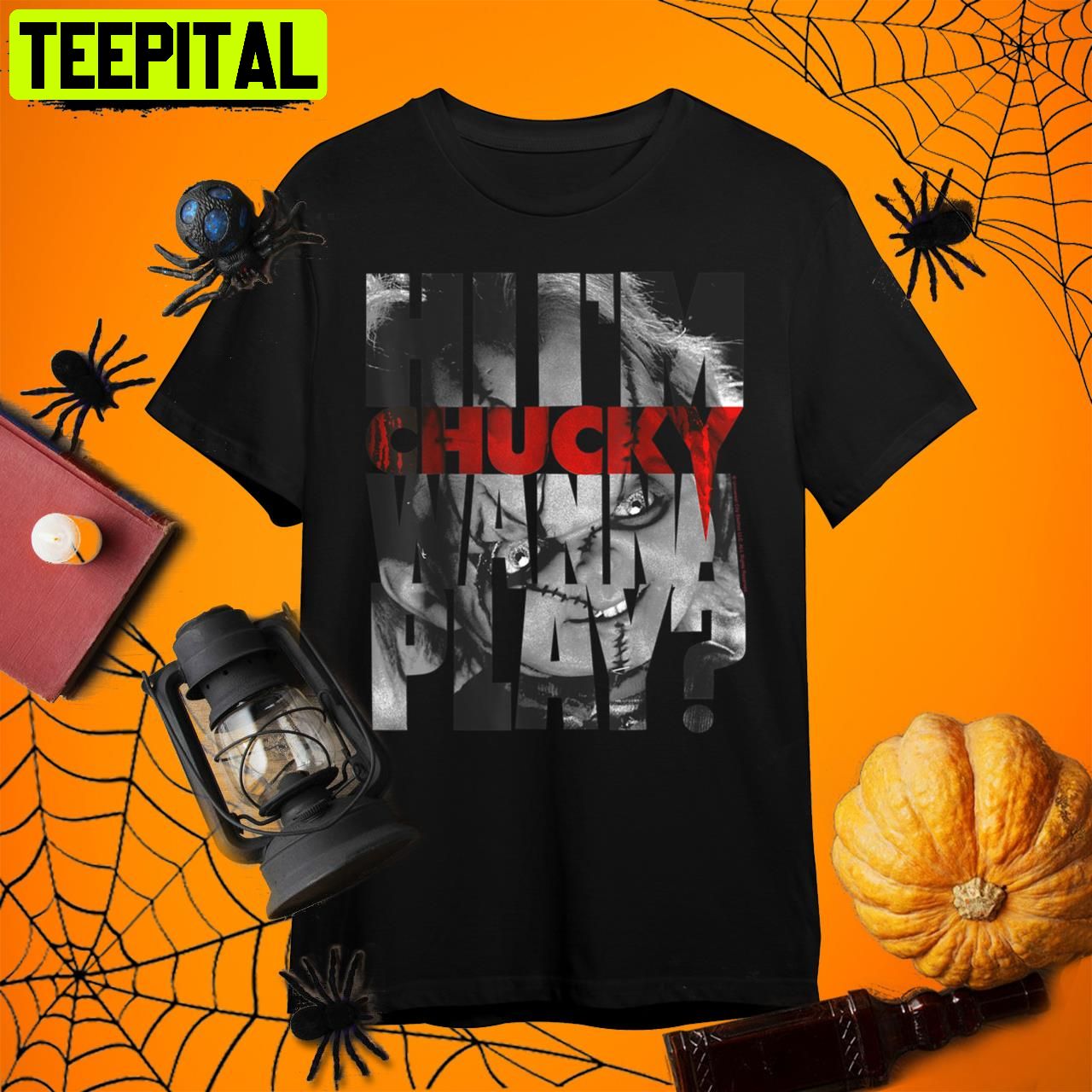 Hi I'm Chucky Wanna Play Text Fill Child's Play Retro Art Unisex T-Shirt Hi I'm Chucky Wanna Play Text Fill Child's Play Retro Art Unisex T-Shirt