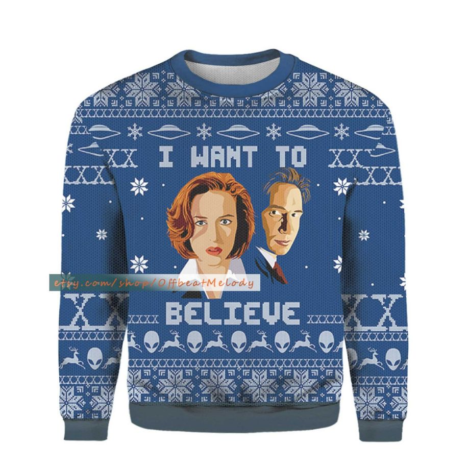 I Want to Believe The X-Files Ugly Christmas Sweater I Want to Believe The X-Files Ugly Christmas Sweater