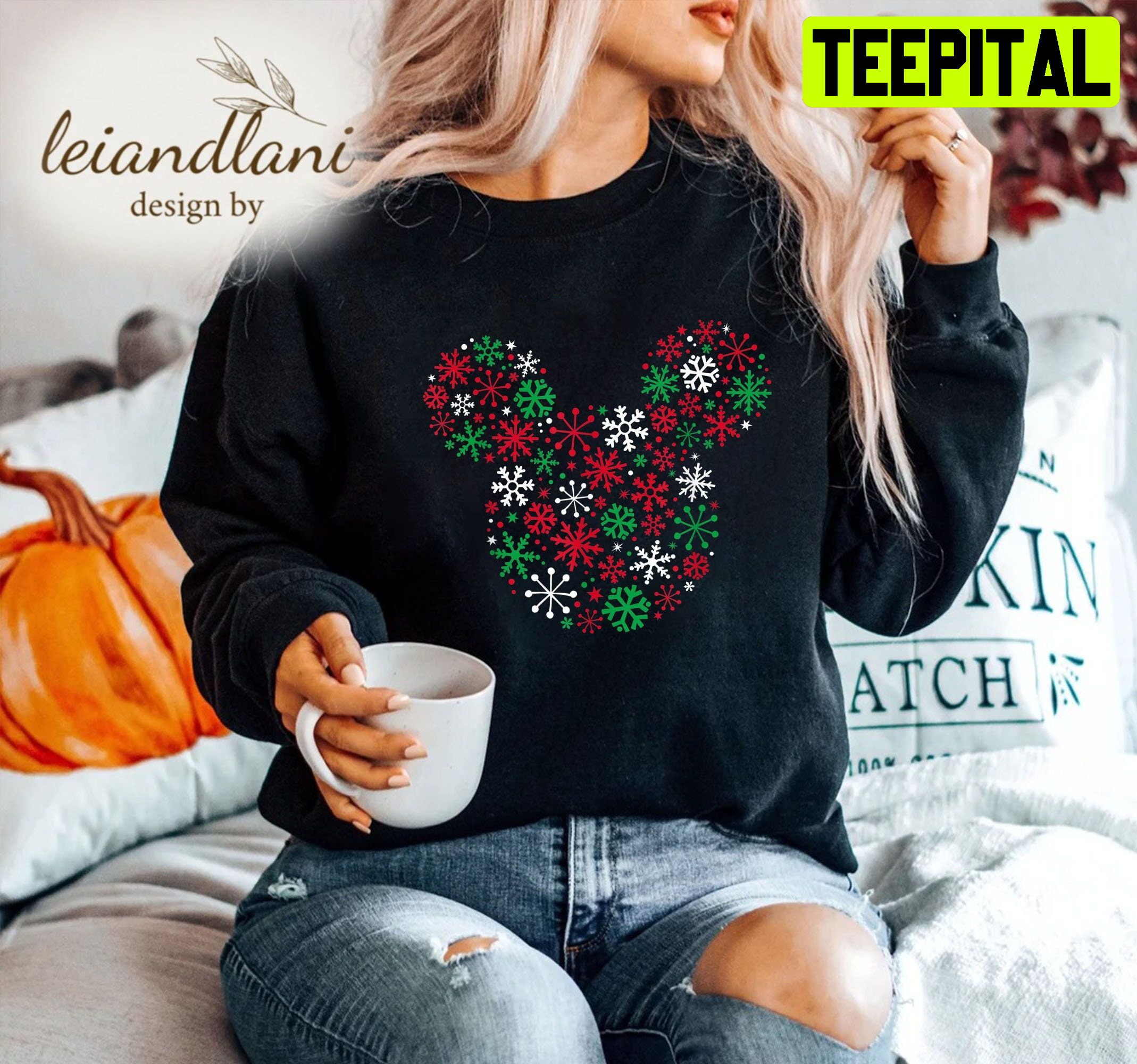 Icon Holiday Snowflakes And Minnie Mickey Mouse Christmas Sweatshirt Icon Holiday Snowflakes And Minnie Mickey Mouse Christmas Sweatshirt
