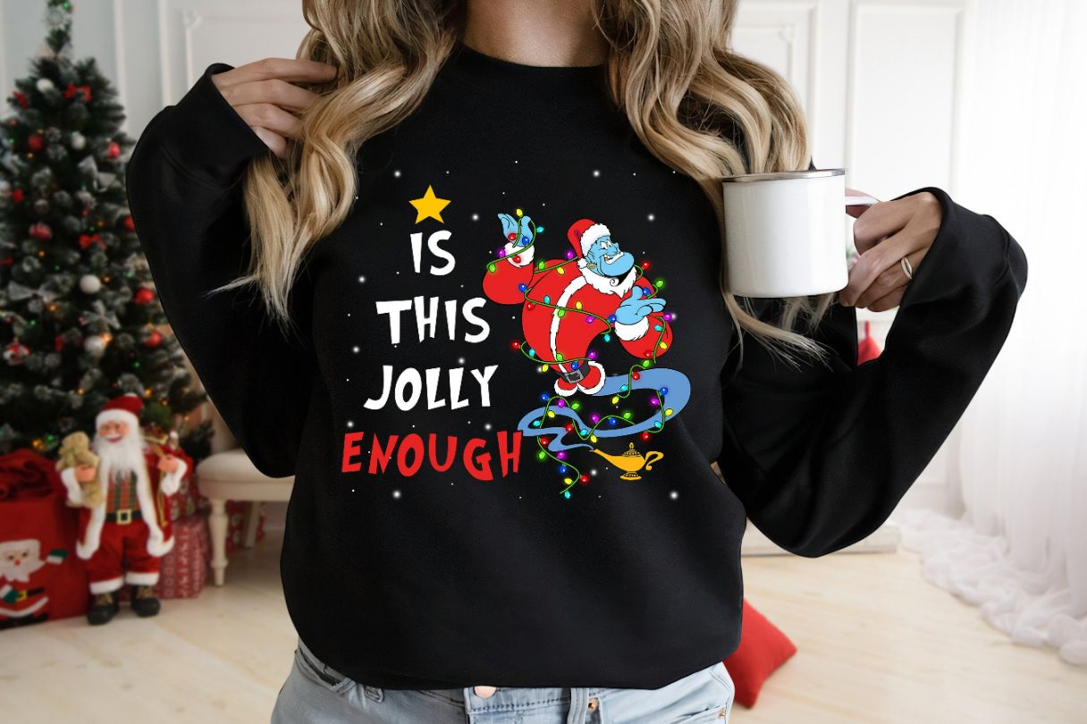 Is This Jolly Enough Genie Christmas Lights Sweatshirt Is This Jolly Enough Genie Christmas Lights Sweatshirt