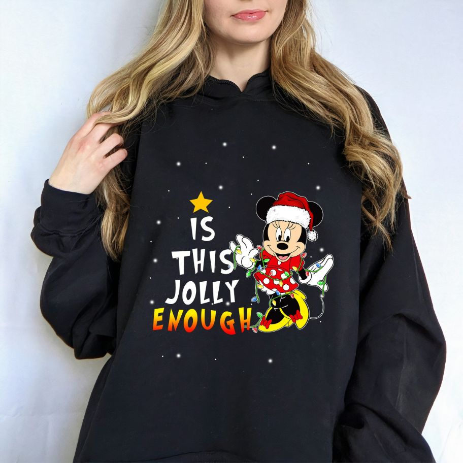 Is This Jolly Enough Minnie Mouse Christmas Lights Hoodie Is This Jolly Enough Minnie Mouse Christmas Lights Hoodie