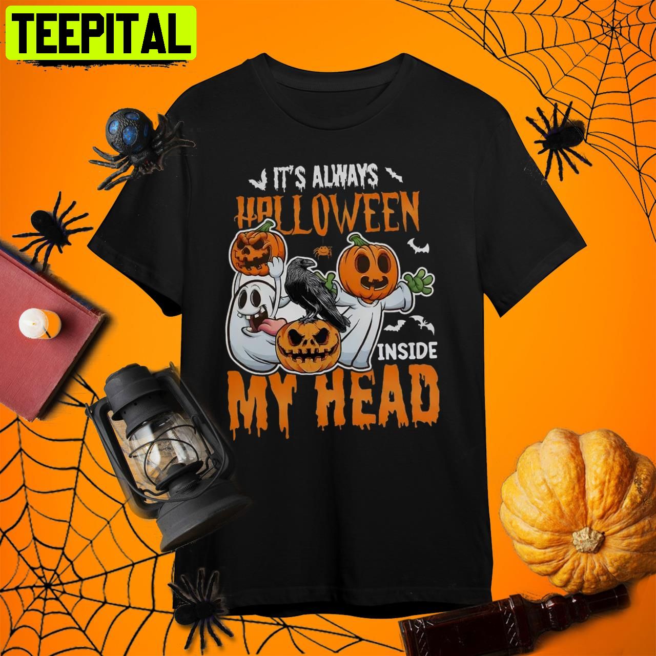 It's Always Halloween Inside My Head Halloween Pumpkin Retro Art Unisex T-Shirt It's Always Halloween Inside My Head Halloween Pumpkin Retro Art Unisex T-Shirt