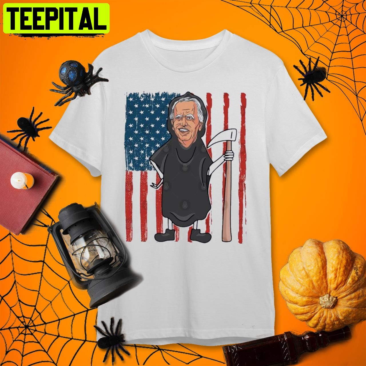 Joe Biden Grim Reaper American Flag Joe Biden Halloween T Retro Art Unisex T-Shirt Joe Biden Grim Reaper American Flag Joe Biden Halloween T Retro Art Unisex T-Shirt
