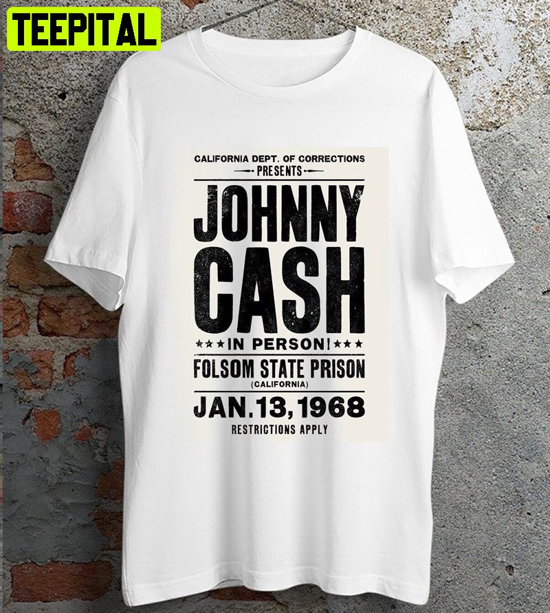 Johnny Cash State Prison Retro Design T-Shirt Johnny Cash State Prison Retro Design T-Shirt