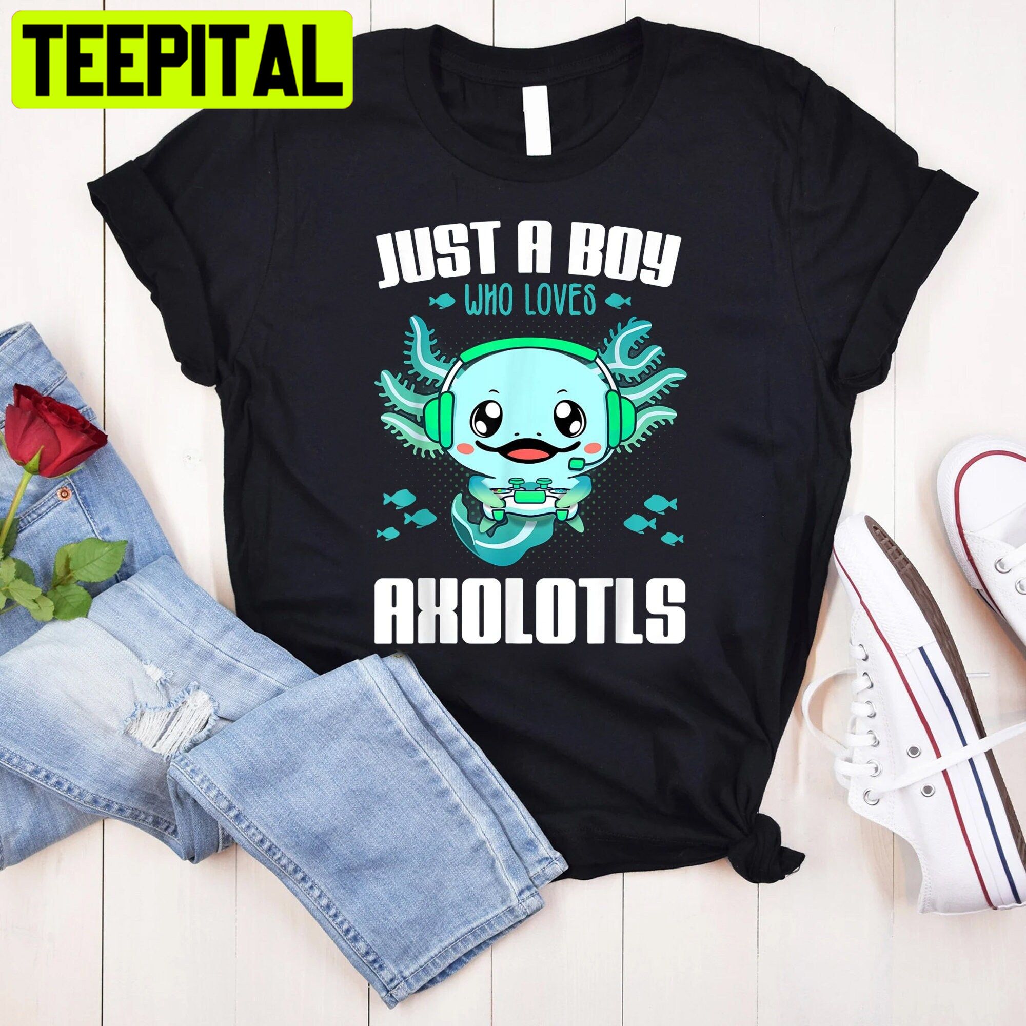 Just A Boy Who Loves Axolotls Trending Unisex T-Shirt Just A Boy Who Loves Axolotls Trending Unisex T-Shirt