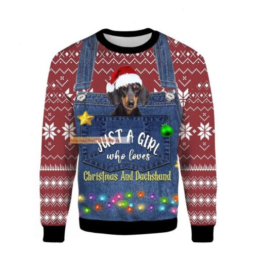 Just A Girl Who Loves Christmas And Dachshund Ugly Sweater