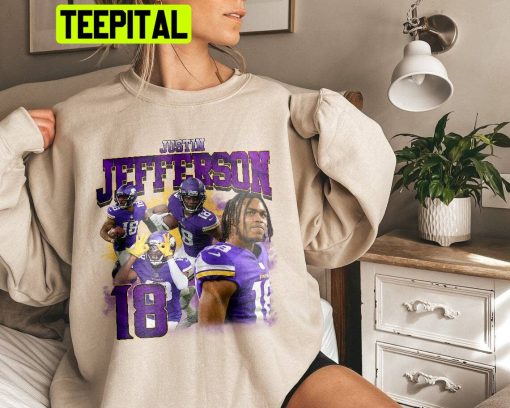 Justin Jefferson Vikings 90s Vintage American Football Player NFL Unisex Sweatshirt
