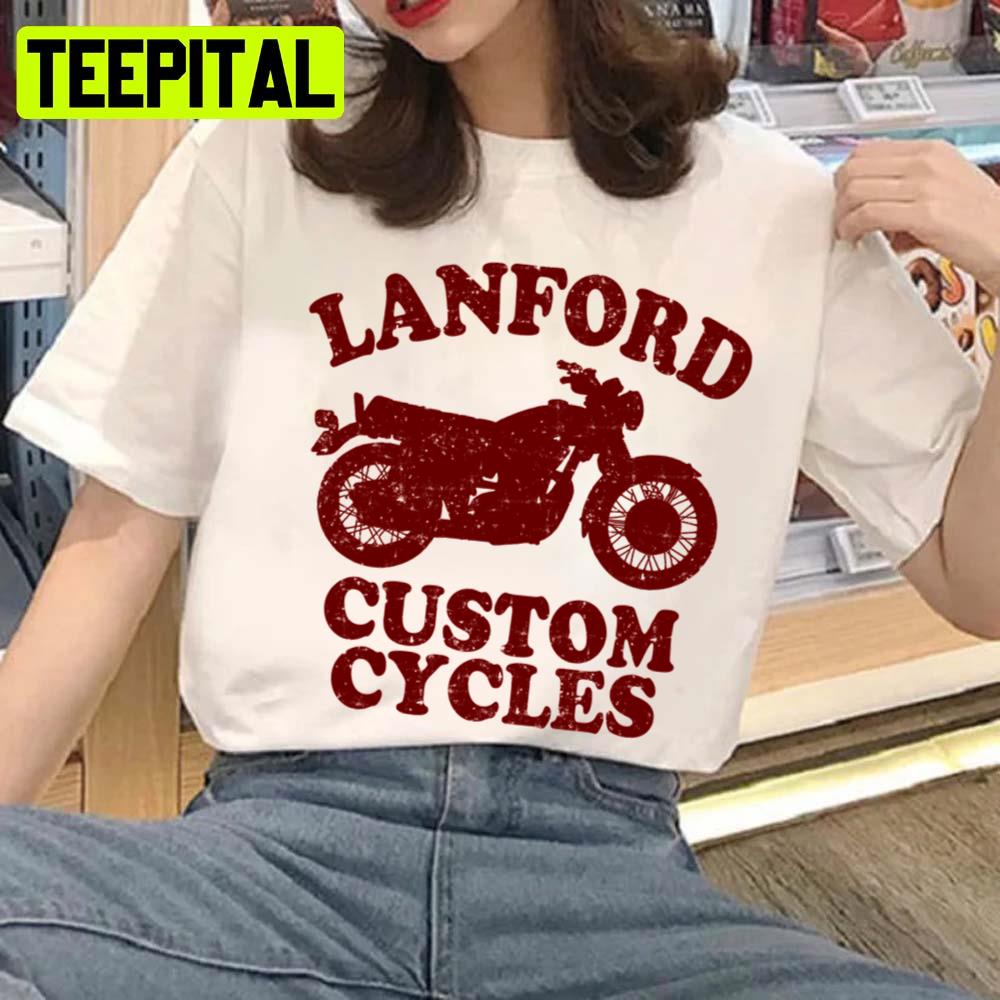 Lanford Custom Cycles Red Text Design Unisex T-Shirt Lanford Custom Cycles Red Text Design Unisex T-Shirt