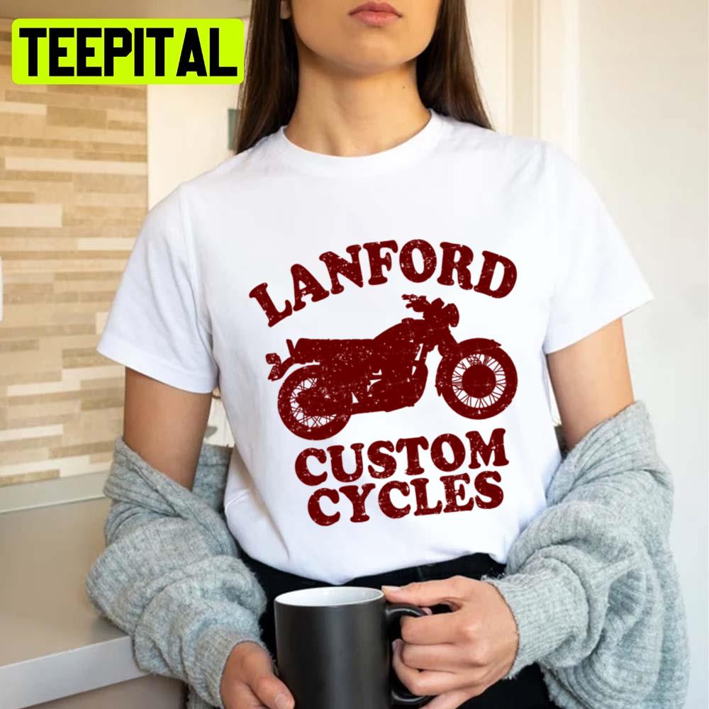 Lanford Custom Cycles Red Text Design Unisex T-Shirt Lanford Custom Cycles Red Text Design Unisex T-Shirt
