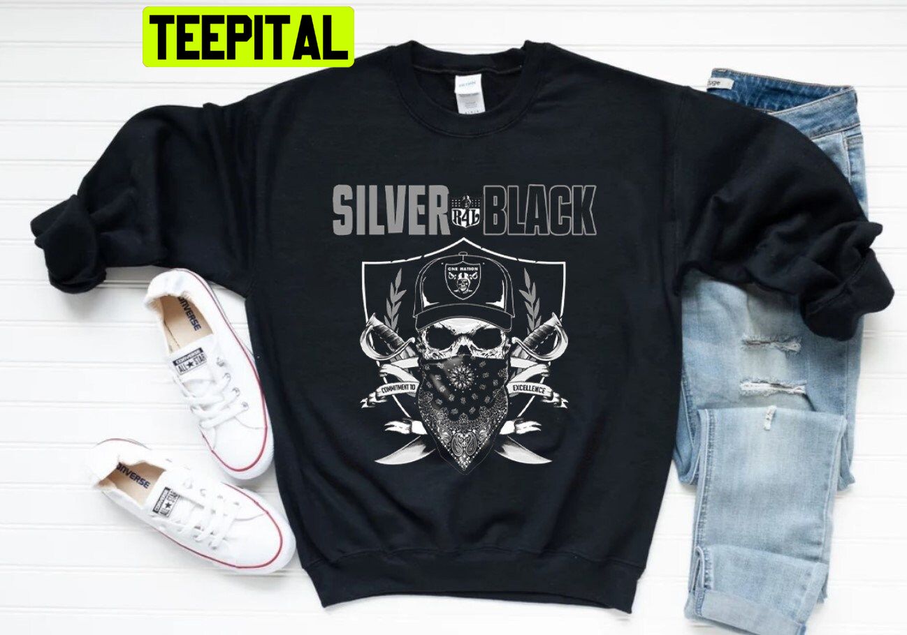 Las Vegas Football Skull Silver And Black Football Unisex Sweatshirt Las Vegas Football Skull Silver And Black Football Unisex Sweatshirt