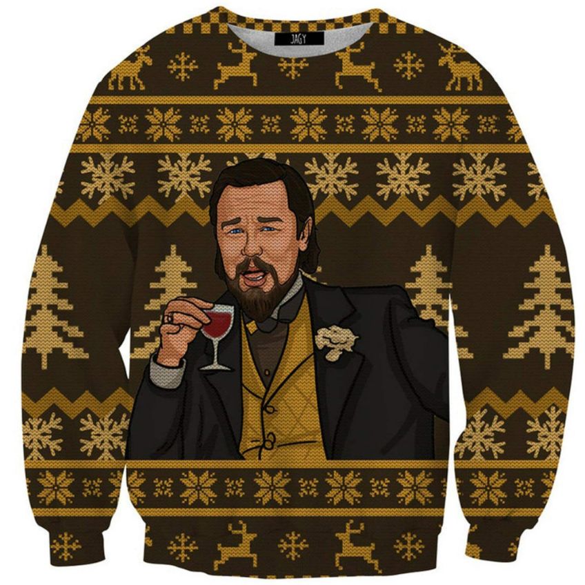 Laughing Leo Memes Woolen Ugly Christmas Sweater Laughing Leo Memes Woolen Ugly Christmas Sweater