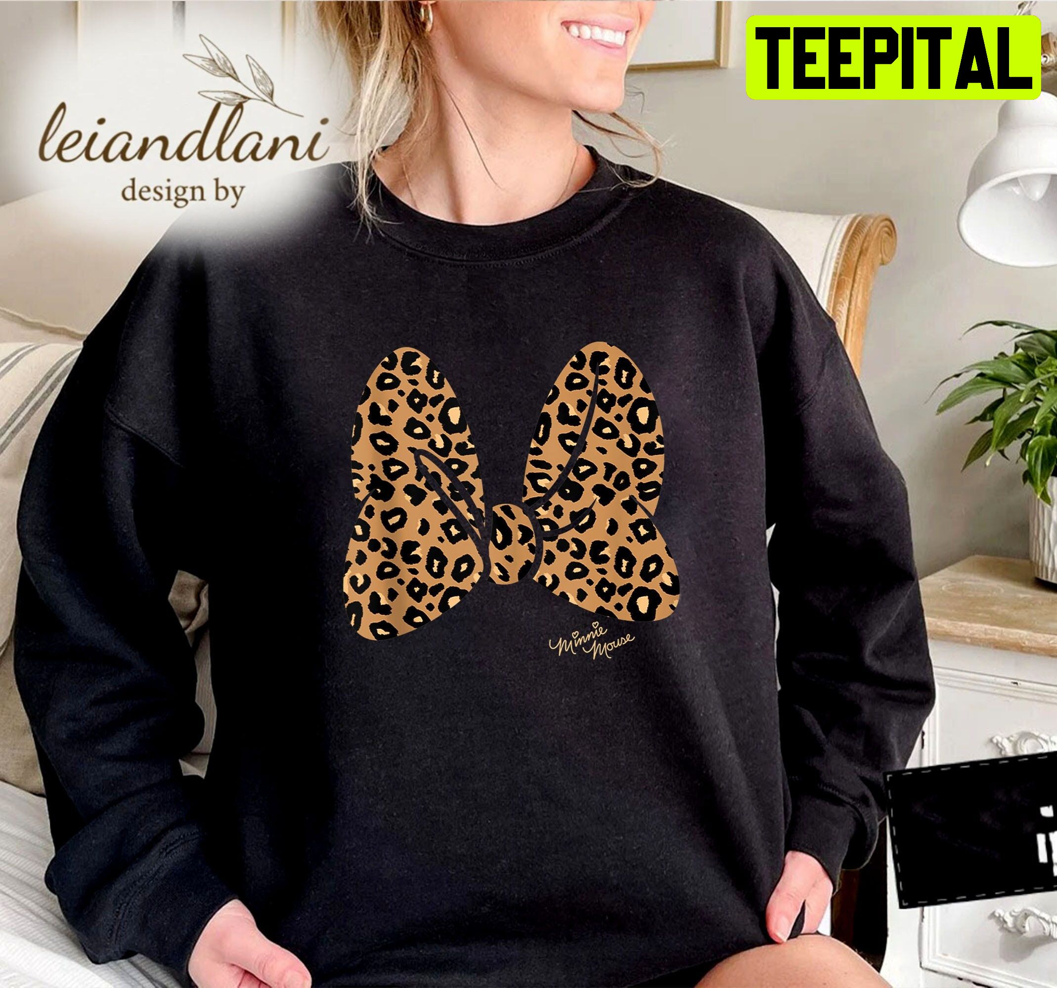 Leopard Print Bow Mickey And Friends Toddler Ear Minnie Mouse Halloween Sweatshirt Leopard Print Bow Mickey And Friends Toddler Ear Minnie Mouse Halloween Sweatshirt