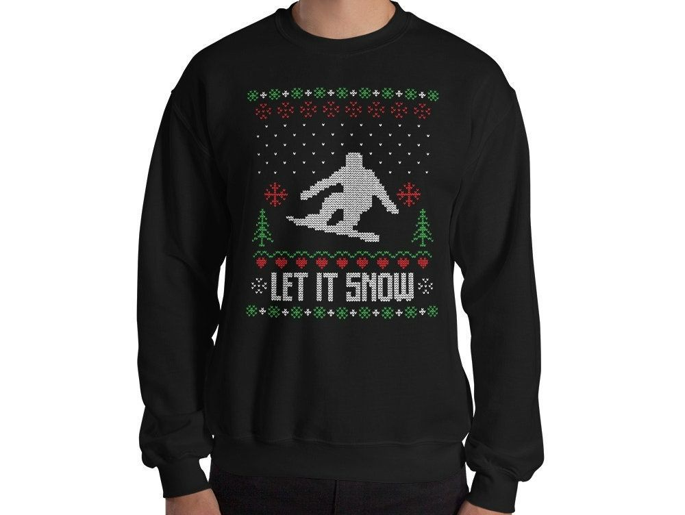 Let It Snow Snowboard Ugly Christmas Sweater Let It Snow Snowboard Ugly Christmas Sweater
