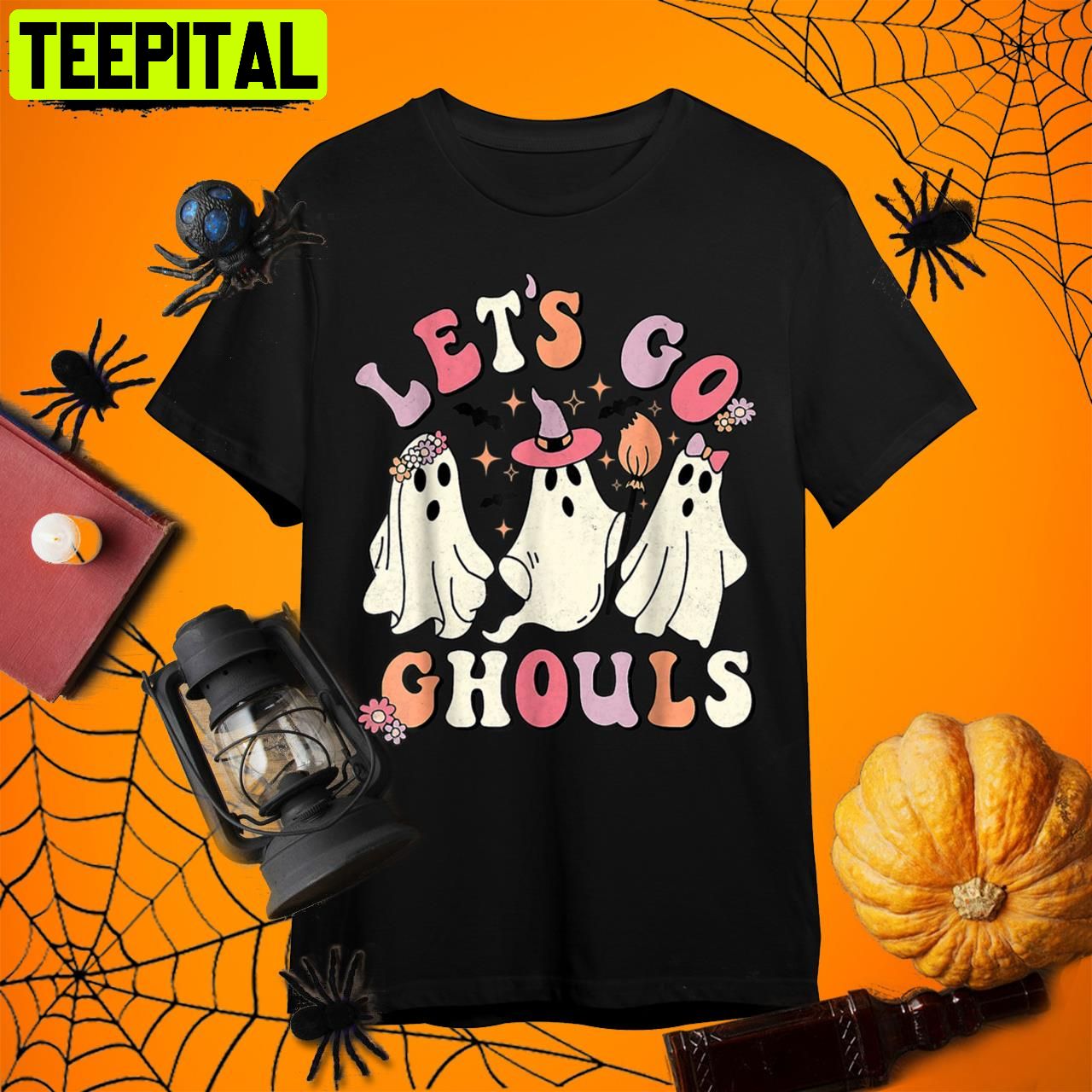Lets Go Ghouls Halloween Ghost Outfit Costume Groovy T Retro Art Unisex T-Shirt Lets Go Ghouls Halloween Ghost Outfit Costume Groovy T Retro Art Unisex T-Shirt