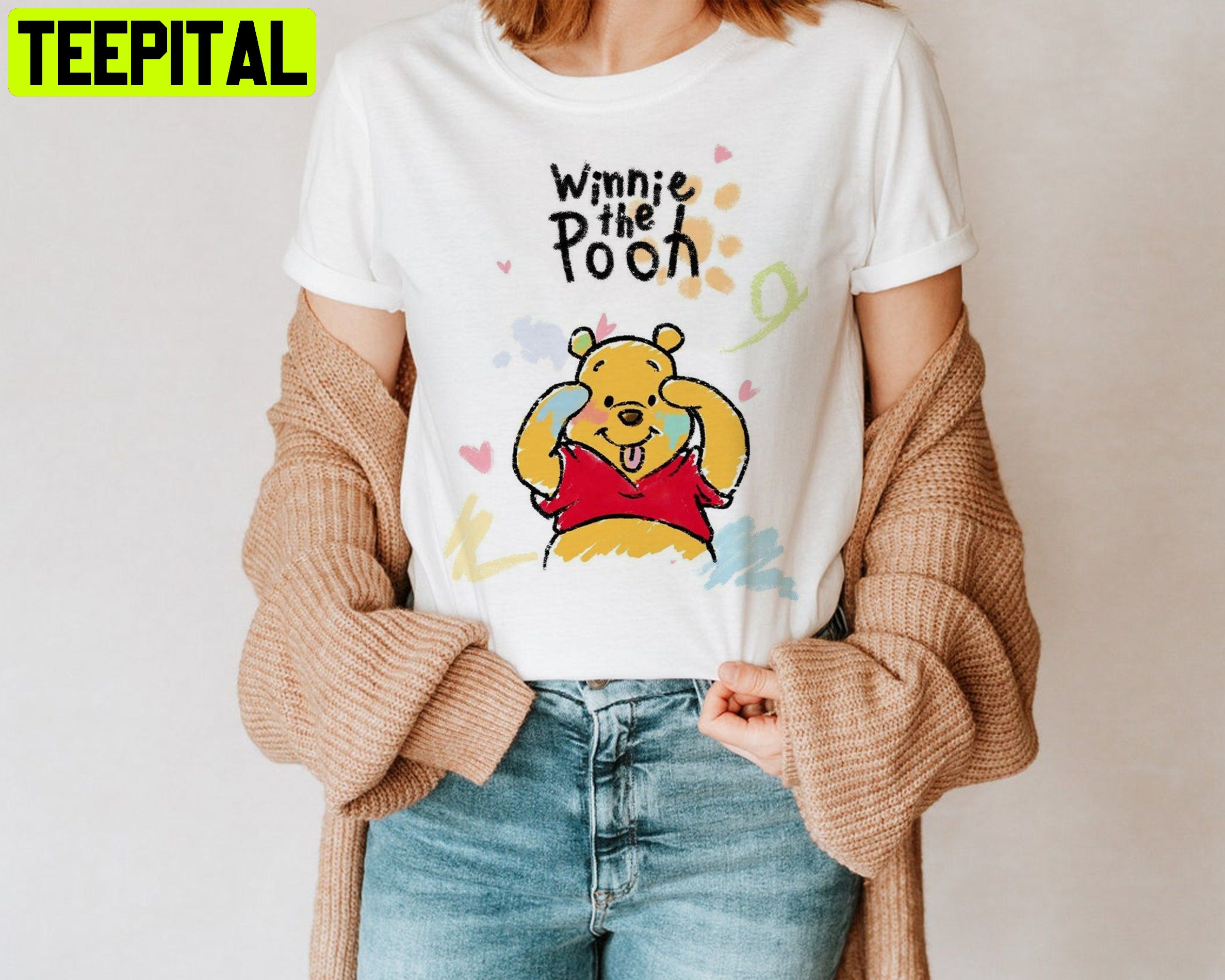 Lovely Pooh With Color Pooh Bear Pooh Trip Disney Unisesx T-Shirt Lovely Pooh With Color Pooh Bear Pooh Trip Disney Unisesx T-Shirt