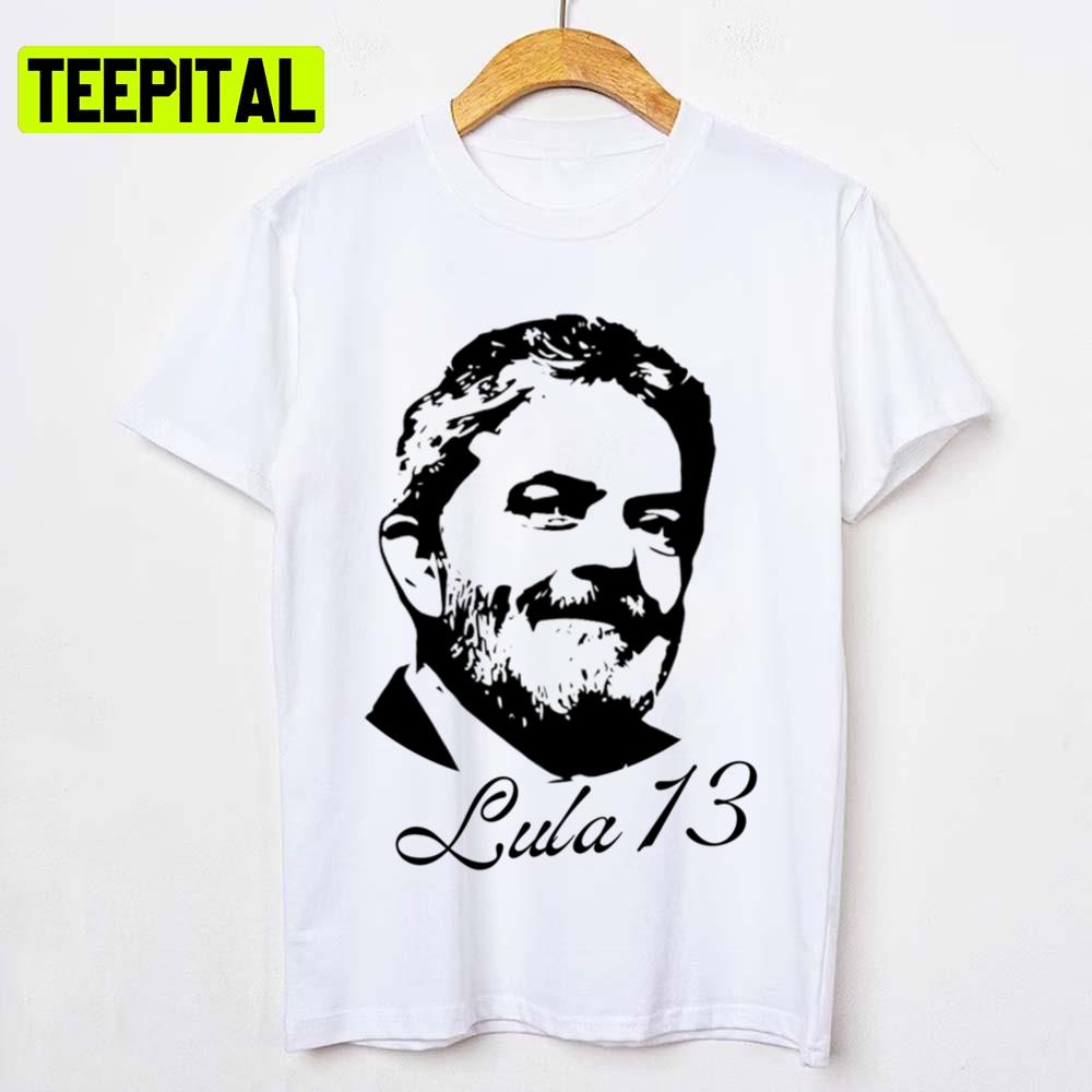 Lula 13 Lineart Portrait Brazil Elections Lula Livre Unisex T-Shirt Lula 13 Lineart Portrait Brazil Elections Lula Livre Unisex T-Shirt