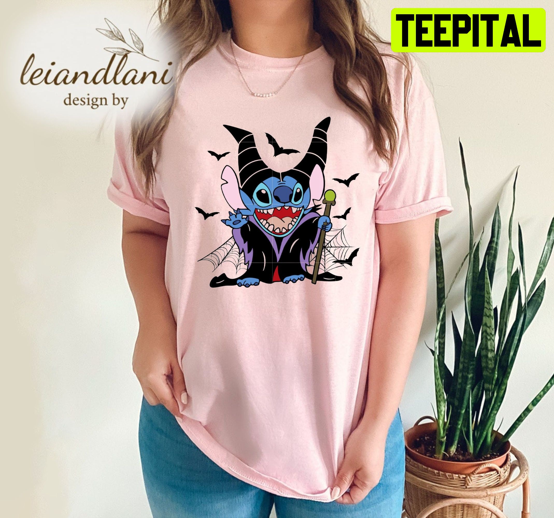 Maleficent Stitch Horror Halloween Unisesx T-Shirt Maleficent Stitch Horror Halloween Unisesx T-Shirt