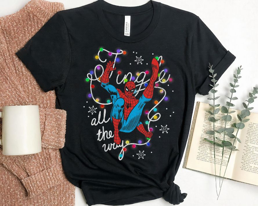 Marvel Christmas Spider-Man Jingle All The Way Action Pose T-Shirt Marvel Christmas Spider-Man Jingle All The Way Action Pose T-Shirt