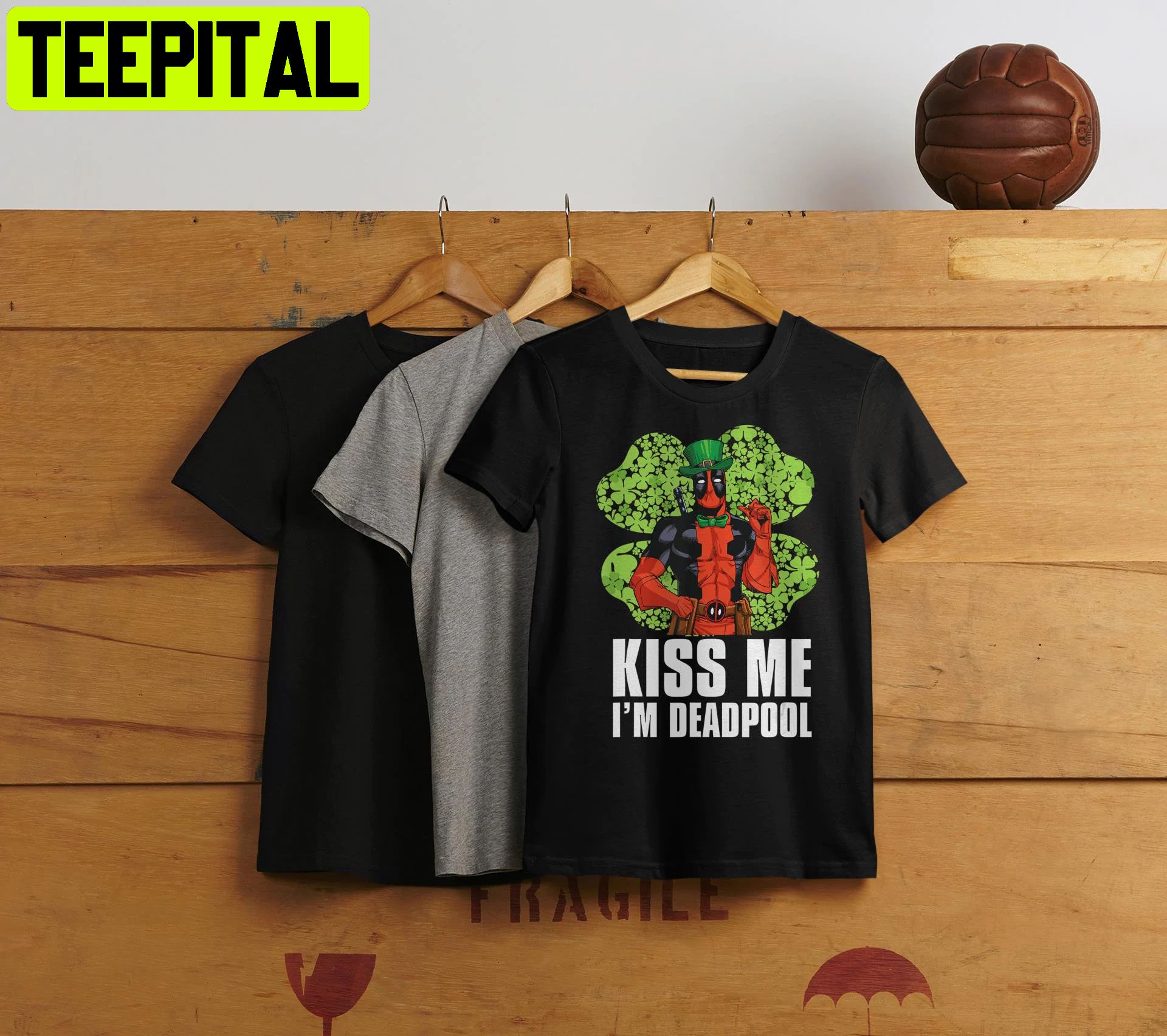 Marvel Kiss Me Im Deadpool Shamrock Unisex T-Shirt Marvel Kiss Me Im Deadpool Shamrock Unisex T-Shirt