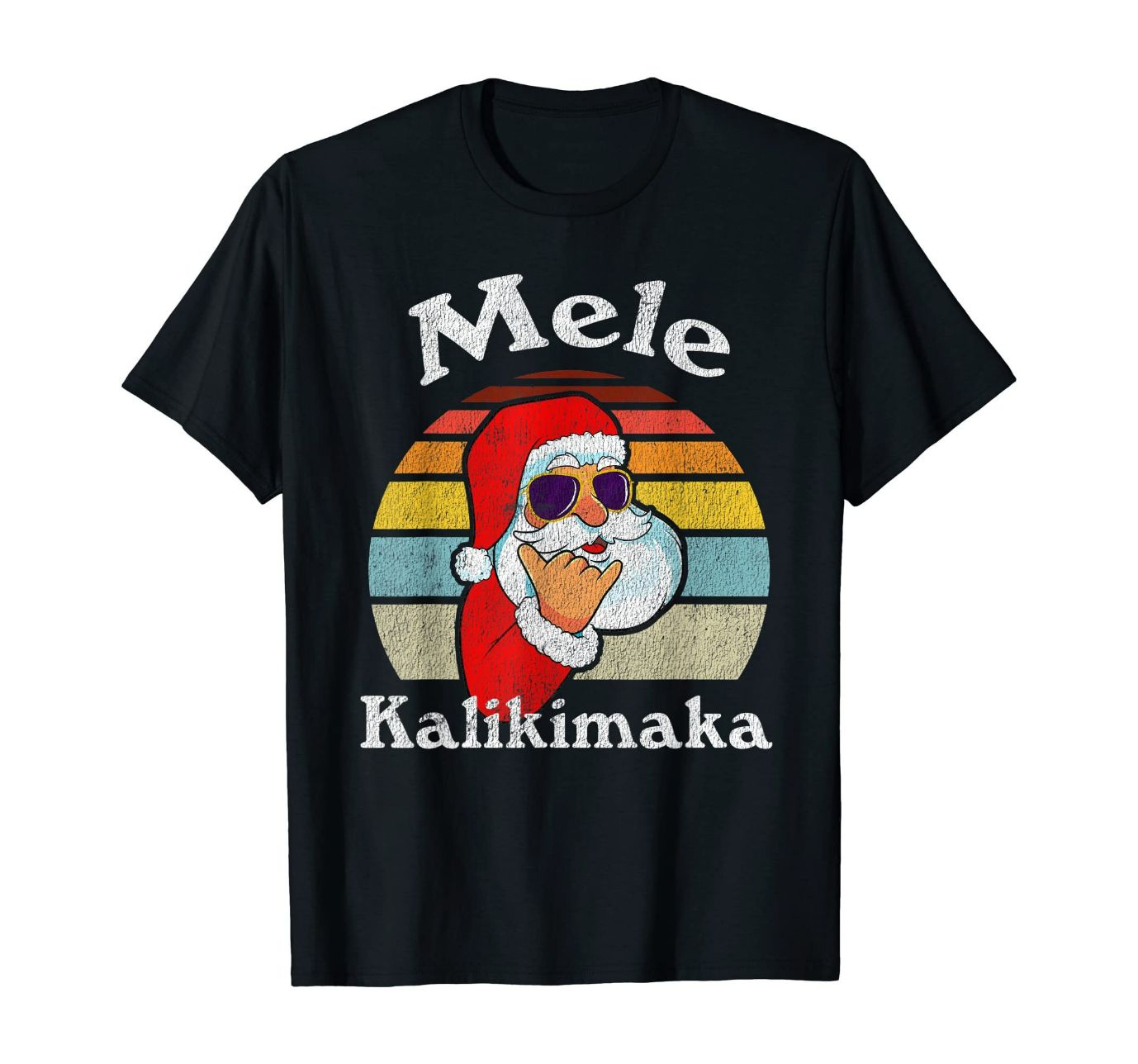 Mele Kalikimaka Retro Christmas Santa Shaka Hawaii T-Shirt Mele Kalikimaka Retro Christmas Santa Shaka Hawaii T-Shirt
