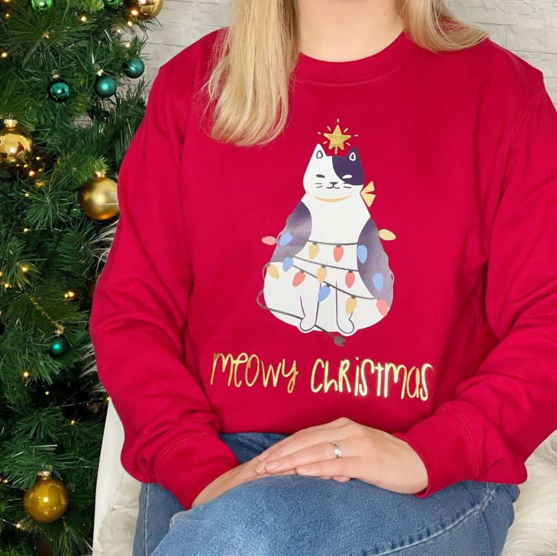 Meowy Christmas Cat Sweatshirt Meowy Christmas Cat Sweatshirt