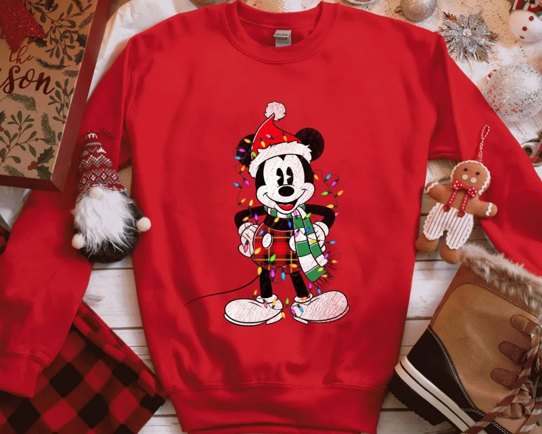 Mickey Mouse Pose Christmas Lights Sweatshirt Mickey Mouse Pose Christmas Lights Sweatshirt